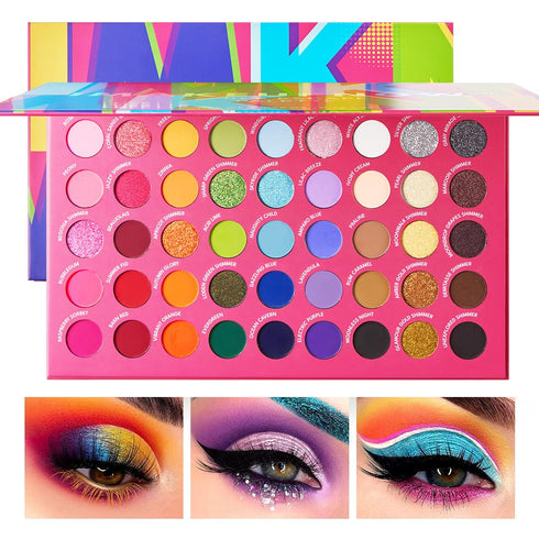 45 Shades Eye Shadow Makeup Palette Set Colorful Bright, High Pigmented Eyeshadow Pallets, Matte Shimmer Glitter for Halloween...