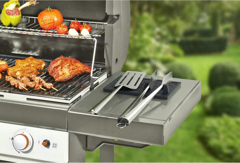 Outset 76652 Silicone Grill Mat, 9.5" Utensil Holder, Black...