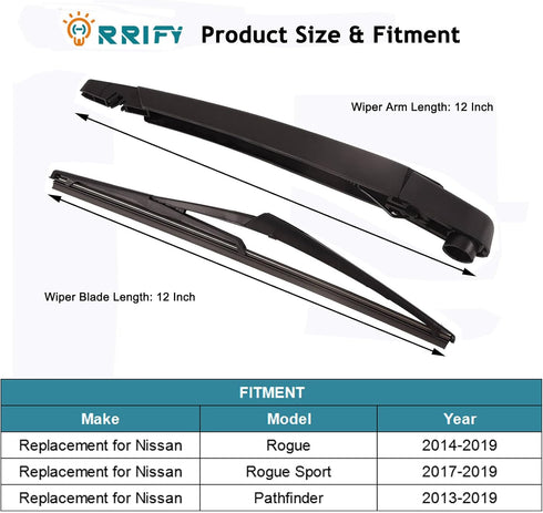 Rear Windshield Wiper Arm Blade 28780-3JA0A for Nissan Rogue 2014-2019, For Nissan Pathfinder 2013-2019 Back Windshield Wiper Assembly...