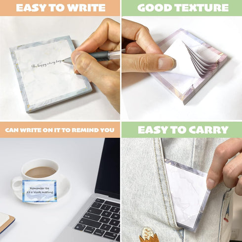 Kisdo Sticky Notes 3x3 inches, Self-Stick Note Pads Aesthetic 600 Sheets Multiple Designs Memo Pads for Home, School, Office Supplies (Marble B)...