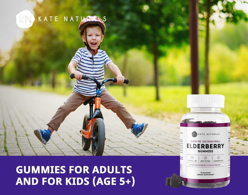 Kate Naturals Elderberry Gummies with Vitamin C and Zinc for Adults & Kids. Tasty Sambucus Elderberry Gummies for Immune Support (90 Gummies, 45 D...