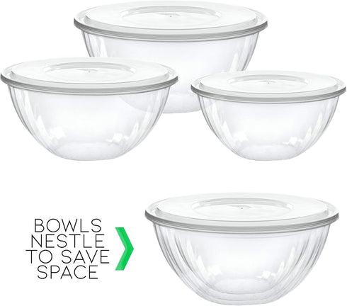 PLASTICPRO Disposable 48 Ounce Round Crystal Clear Plastic Serving Bowls With Lids, Party Snack or Salad Bowl, Chip Bowls, Snack Bowls, Candy Dish...