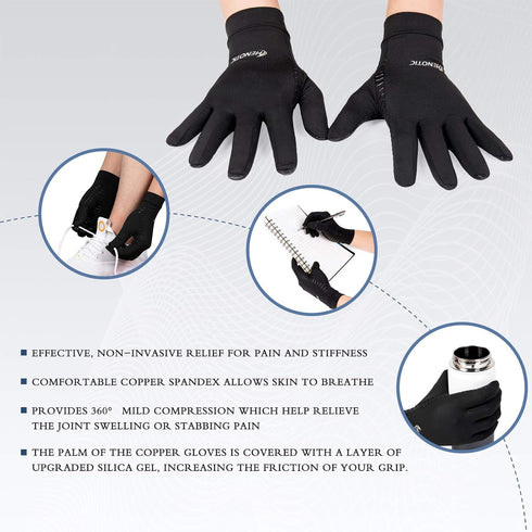 Copper Compression Gloves for Women Men, Full Finger Breathable & Moisture Wicking Arthritis Compression Gloves...