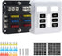Geloo 12V Fuse Block for Boat, 6 Way Marine Fuse Block with LED Indicator, ATC/ATO Waterproof Blade Fuses Box, 6 Circuits Boat Fuse Panel for Mari...