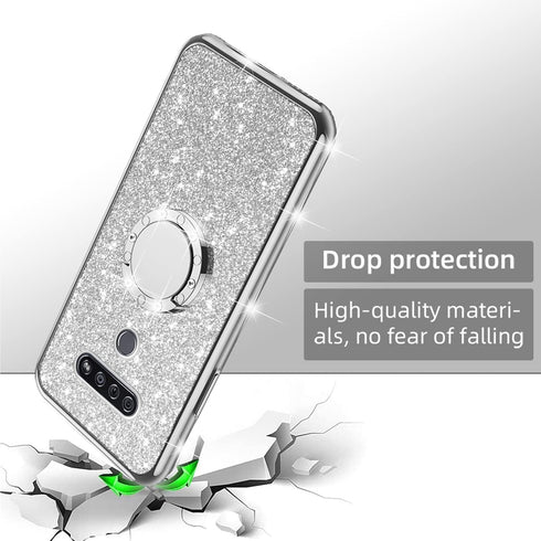 nancheng for LG K51 / LG Reflect/LG Q51 Phone Case Girls Women Cute Glitter Luxury Silicone Shockproof Protective Cover with Ring Stand & Strap - ...