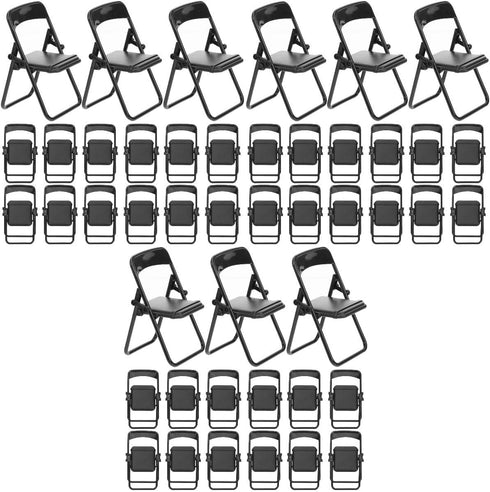 Gadpiparty 36 Pieces Mini Foldable Chairs 1/6 Scale Plastic Dollhouse Furniture Mini Desk Toys Simulation Stand Model Chair Desk Phone Stand for D...