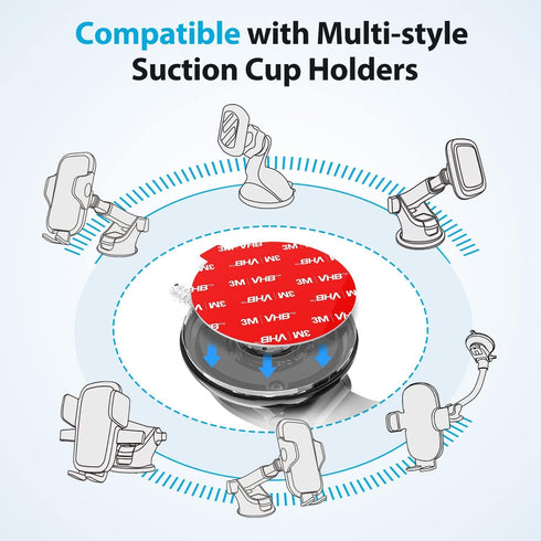 volport Very Strong Sticky Adhesive, 2.76in/70mm Dashboard Pad Mounting Disk Adhesive Replacement Kit, Double Sided Stickers for Suction Cup Dashb...