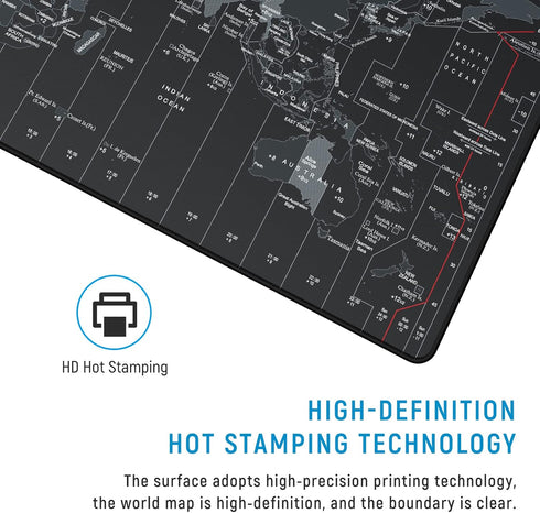Extended Speed Gaming Mouse Pad Large Size 35.4 X 15.7X 0.12inches Desk Mat Mousepad with Personalized Design - World Map...