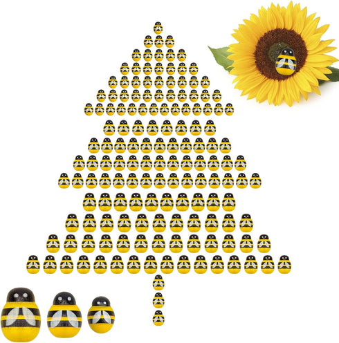 150PCS Tiny Bees Craft, 3 Size Self-Adhesive Embellishments Painted Small Bees Wood Bumble Bee Stickers for Scrapbooking Decoration and DIY Craft ...