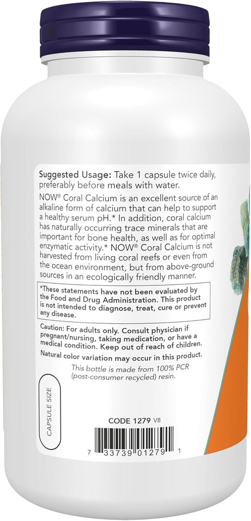NOW Supplements, Coral Calcium 1,000 mg, Bone Health*, Healthy pH Balance*, 250 Veg Capsules...