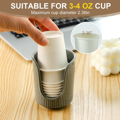 Ceramic Bathroom Cup Dispenser with Stylish Vertical Stripes - Disposable Mouthwash Cup Holder Holds 3-4oz Paper Cups for Rinsing Cups on Bathroom...