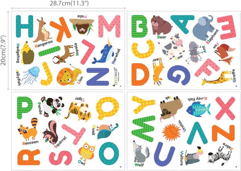 DECOWALL DS-8014 Colourful Animal Alphabet ABC Kids Wall Stickers Wall Decals Peel and Stick Removable Wall Stickers for Kids Nursery Bedroom Livi...