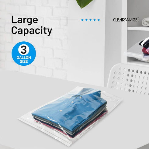12 Large Plastic Bags With Zipper Top - 3 Gallon Bags 16" x 18", Extra Large Storage Bags for Clothes, Travel, Moving, Large Reusable freezer bags...