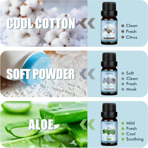Clean Fragrance Oils Set, Premium Essential Oils for Diffuser for Home, Scented Oil for Soap & Candle Making Scents - Lemongrass, Aloe, Blossom So...