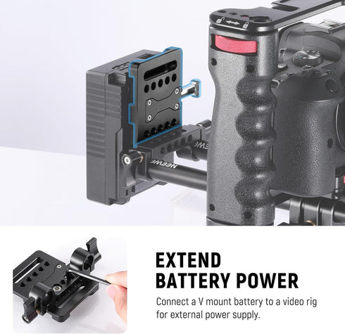 NEEWER Mini V Mount Battery Plate with 1/4" Thread and Quick Release Button, Compatible with FXLION Sony NEEWER V Mount Batteries and 15mm Rod Cla...
