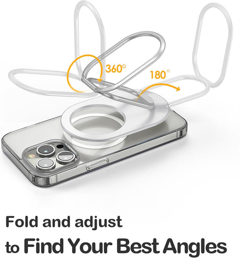 metisinno Magnetic Phone Ring Stand for iPhone 15 14 13 12 MagSafe Kickstand, Adjustable Cell Phone Ring Holder Remove for Wireless Charging Compa...