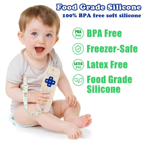 2 Pack Silicone Baby Teething Toys,baby Remote Control Toy,Remote Teether for Babies 3-24 Months,Baby Remote Teething Toys,Teething Relief Toys 6-...