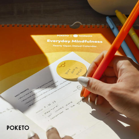 Poketo x Headspace Sticky Notes - 4 Shapes and Colors for Mental Notes and Reminders, Stocking Stuffers for Teens, Art Supplies, Teacher Gifts, Ho...