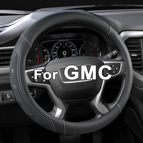 GIANT PANDA Steering Wheel Cover for GMC Sierra Acadia Terrain Yukon(Black+Gray Line-Standard Size)...