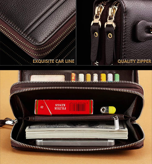 Mens Wallet Long Purse Leather Clutch Large Business Handbag Phone Card Holder Case Gift for Men Father Son Husband Boyfriend...