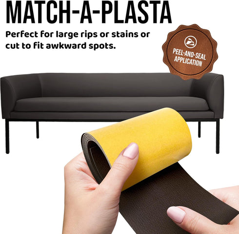 MASTAPLASTA Original Self-Adhesive Leather Repair Tape - Dark Brown 60" x 4" (150x10cm). Your Quick and Easy All-in-One Upholstery-Quality Leather...