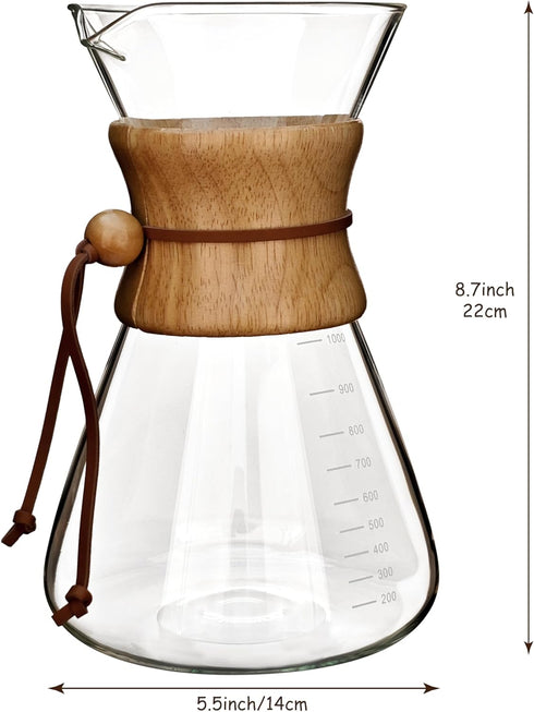 Pour Over Coffeemaker Set Classic Series with Filter 10 Cup Slim Shape...