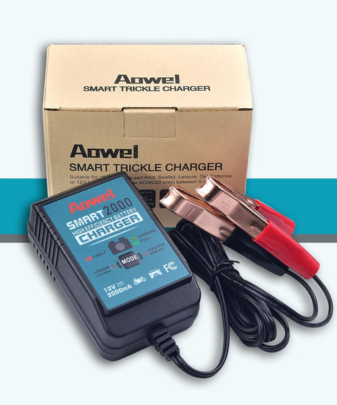 12V, 2-Amp Fully Automatic Battery Charger & Maintainer for Car, Lawn Mower, ATV, Motorcycle, Boat, Marine Lithium(LifePO4) and AGM, Deep Cycle Le...
