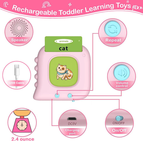 Talking Flash Cards for Toddlers 1-3 with 384 Sight Words, Toddler Learning Toys for 1 2 3 4 5 Year Old Boy Girls, Autism Sensory Toys, Educationa...