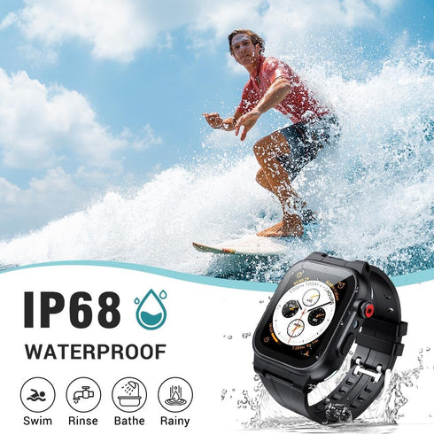 for Waterproof Apple Watch Band with Case 44mm 40mm 45mm 42mm 41mm 38mm, IP68 Water proof Case with Screen Protector, Full Body Rugged Bumper for ...