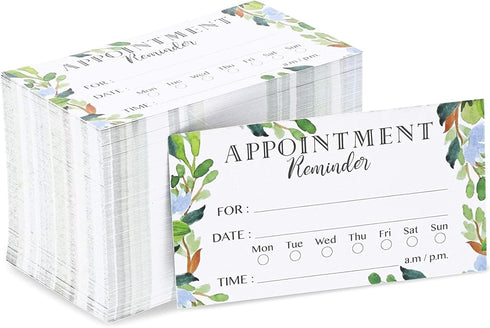 Paper Junkie 200 Pack Green Foliage Appointment Reminder Cards - Double-Sided Design Appointments Reminder Cards for Salons, Dentists, Doctors, Ha...