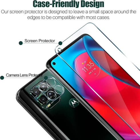 TQLGY 3 Pack Screen Protector for Motorola Moto G Stylus 5G 2021 with 3 Pack Camera Lens Protector, Ultra HD Tempered Glass, 9H Hardness, Anti-Scr...