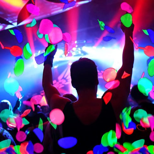 10000 pieces UV Neon Round Confetti 5 Colors Neon Fluorescent Tissue Confetti Dot Blacklight Glow Party Confetti for Blacklight Neon Party, Birthd...