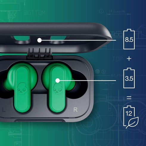 Skullcandy Dime 2 In-Ear Wireless Earbuds, 12 Hr Battery, Microphone, Works with iPhone Android and Bluetooth Devices - Dark Blue/Green...
