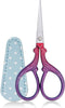 3.6 inch Sewing Crafting Scissors Stainless Steel Embroidery Scissors with Leather Scissor Cover for Cross Stitch Cutting Paper Handcraft Craft Ar...