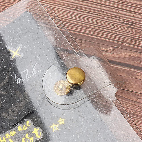 A7 Soft PVC Binder Cover Glitter Golden Refillable Budget Binder 6-Holes Loose Leaf Notebook Binders Round Ring Personal Planner Pages Protectors ...