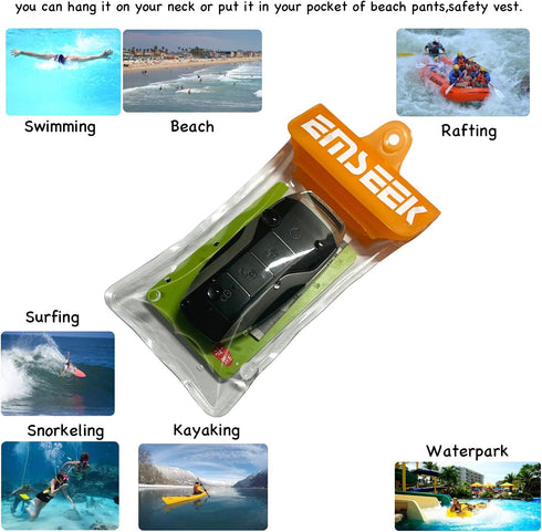 Waterproof Car Key Fob Case Swim Dry Key Shell Bag Surf Wallet Waterproof Holder Pouch for Key ID Credit Card (Orange)...