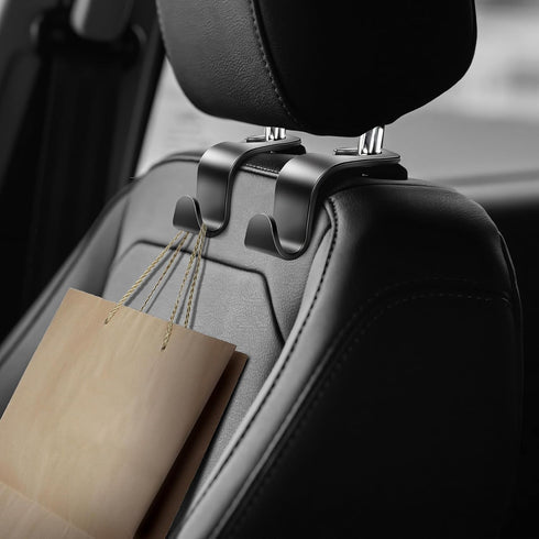 Car Seat Headrest Hook 4 Pack - Universal Auto Seat Hook Hanger Storage Organizer Holder (Black)...