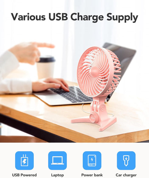 USB Desk Fan, Small Fans with CVT Variable Speeds, Strong Cooling Airflow, Quiet Portable, Desktop Mini Personal Table Fan for Room, Home,Office, ...