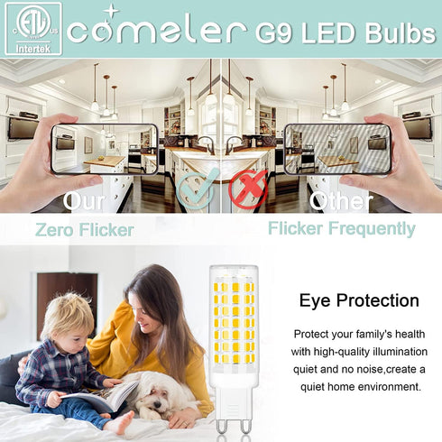 comzler G9 LED Bulb 4000K Natural Daylight, 6W 60 Watt Halogen Equivalent G9 LED Bulb Bi Pin Ceramic Base, 600LM T4 G9 Light Bulbs for Chandeliers...