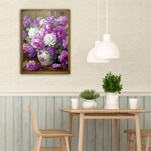 TUTUMAY21 Diamond Painting Kits Full Drill Purple Flowers in Vase Diamond Painting for Adults, Purple Flower Diamond Art Kits for Beginners 5D Pai...