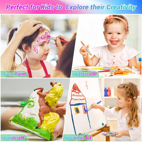 30Pcs Paint Brushes, Anezus Round Paint Brushes for Kids Classroom Toddlers Paint Brush Set for Touch Up Preschool Daycare Washable Acrylic Paint ...