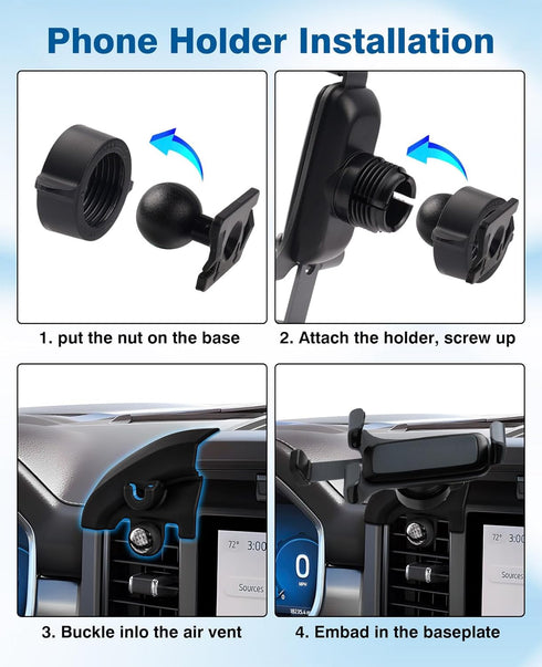 Car Phone Holder for Ford F-150 2021-2023 2024 F150 Accessories,Phone Cradles Air Vent Phone Holder Mount Ultra Stable Adjustable Phone Stand for ...