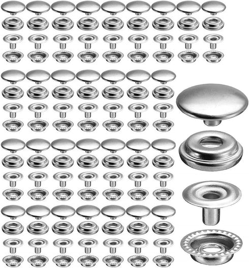 120 pcs Stainless Steel Snap Marine Grade Boat Canvas Snaps Fasteners kit 15 mm Snap Button Press Stud Cap for Fabric Jeans Jackets DIY Craft Mari...