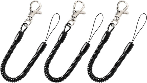 uxcell Retractable Coil Springs Lanyard, 3 Pcs Keychain Cord Holder Strap with Lobster Claw Clasps, Spiral Stretchy Anti-Theft Security Cable Rope...