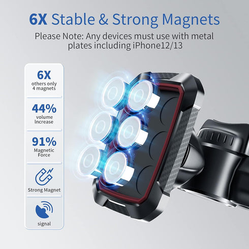 OQTIQ Magnetic CD Phone Car Mount for Car CD Player, Built-in 6 Strong Magnets, Compatible with Samsung Galaxy, LG, and More, Secure Mounting with...