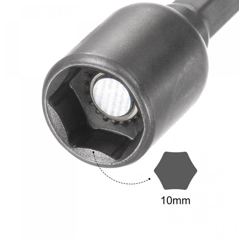 2Pcs 1/4 Quick-Change Hex Shank, 10mm (3/8-Inch) Magnetic Nut Setter Driver Drill Bit, 1.89 Inch Length, Metric for Machine Maintenance, Furniture...