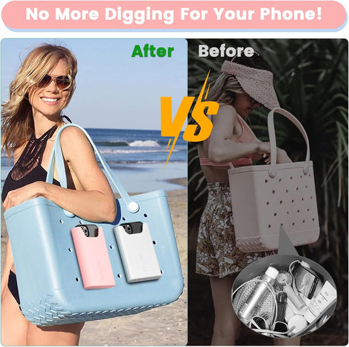OUTXE 2 Pack Bogg Bag Phone Holder Compatible with All Bogg Bags, Silicone Cell Phone Holder Accessories for Bogg Bag, White and Pink Phone Case H...