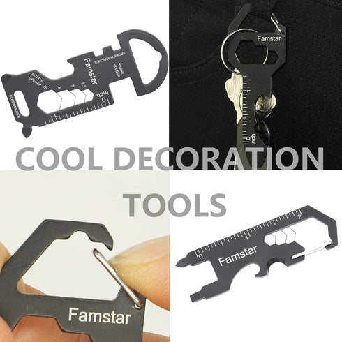 Keychain Multi-tool 3Pack Metal Pocket Tool for men Portable No rust multi-function tools Wrench for Screw,ruler and bottle opener,19 in 1 Total R...