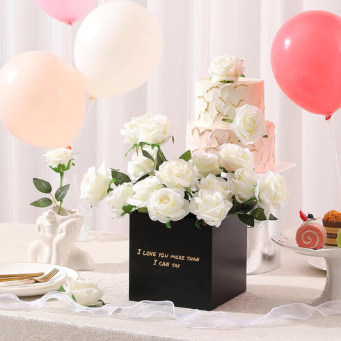 Tifuly White Roses Artificial Flowers -12 pcs Realistic Single Long Stem Fake Silk Roses Bouquet for Party Home Wedding Centerpiece Office DIY Dec...