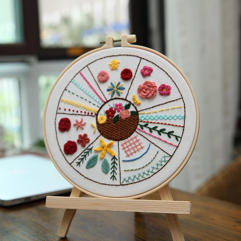 Emopeak 3 Sets Beginners Embroidery Stitch Practice kit, Bamboo Frame Animal Embroidery Kit to Learn 30 Different Stitches Stitch with Embroidery ...